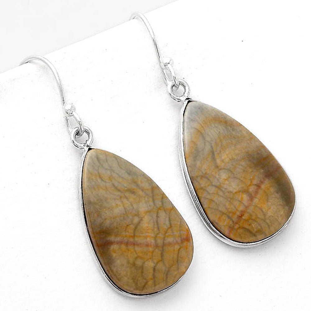 Natural Polygram Jasper Earrings E-1001 SDE52055