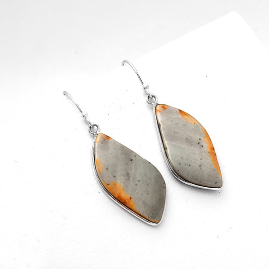 Natural Polygram Jasper Earrings E-1001 SDE52106