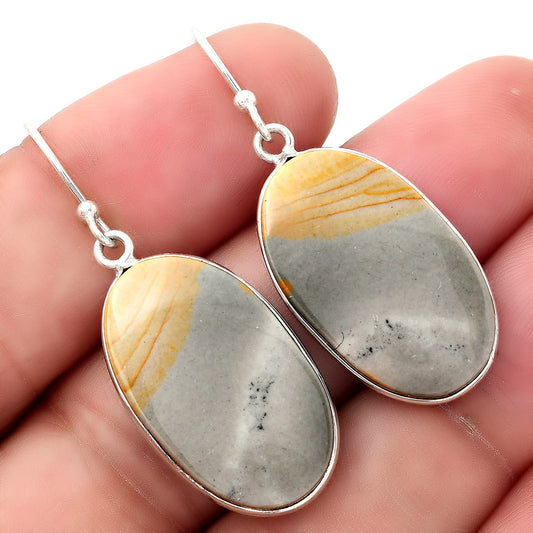 Natural Polygram Jasper Earrings E-1001 SDE52137