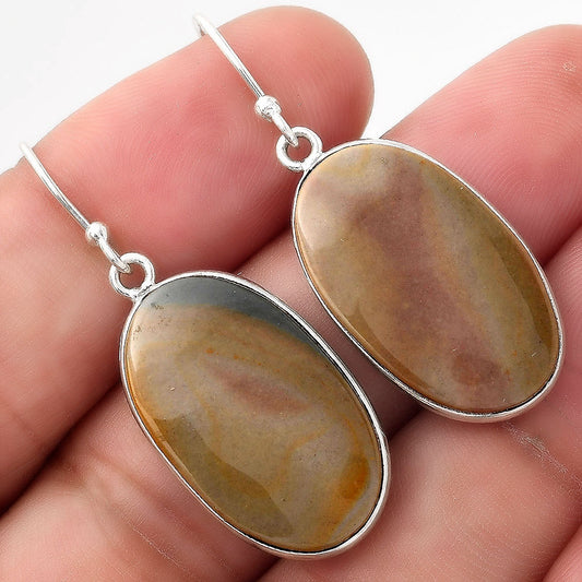 Natural Polygram Jasper Earrings E-1001 SDE52289