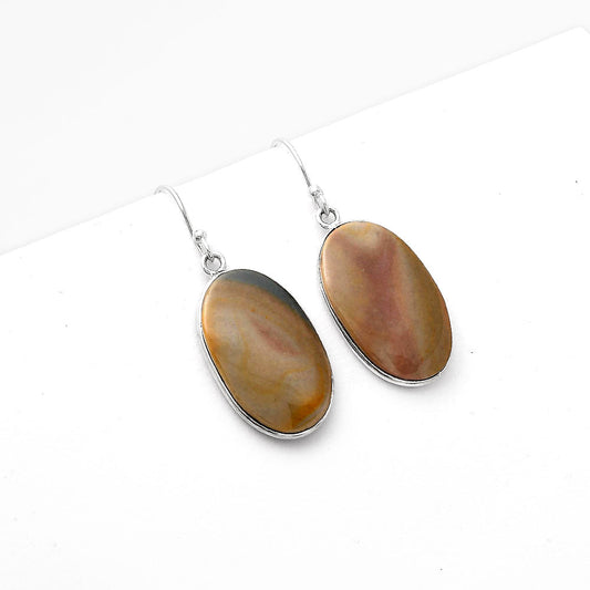 Natural Polygram Jasper Earrings E-1001 SDE52289