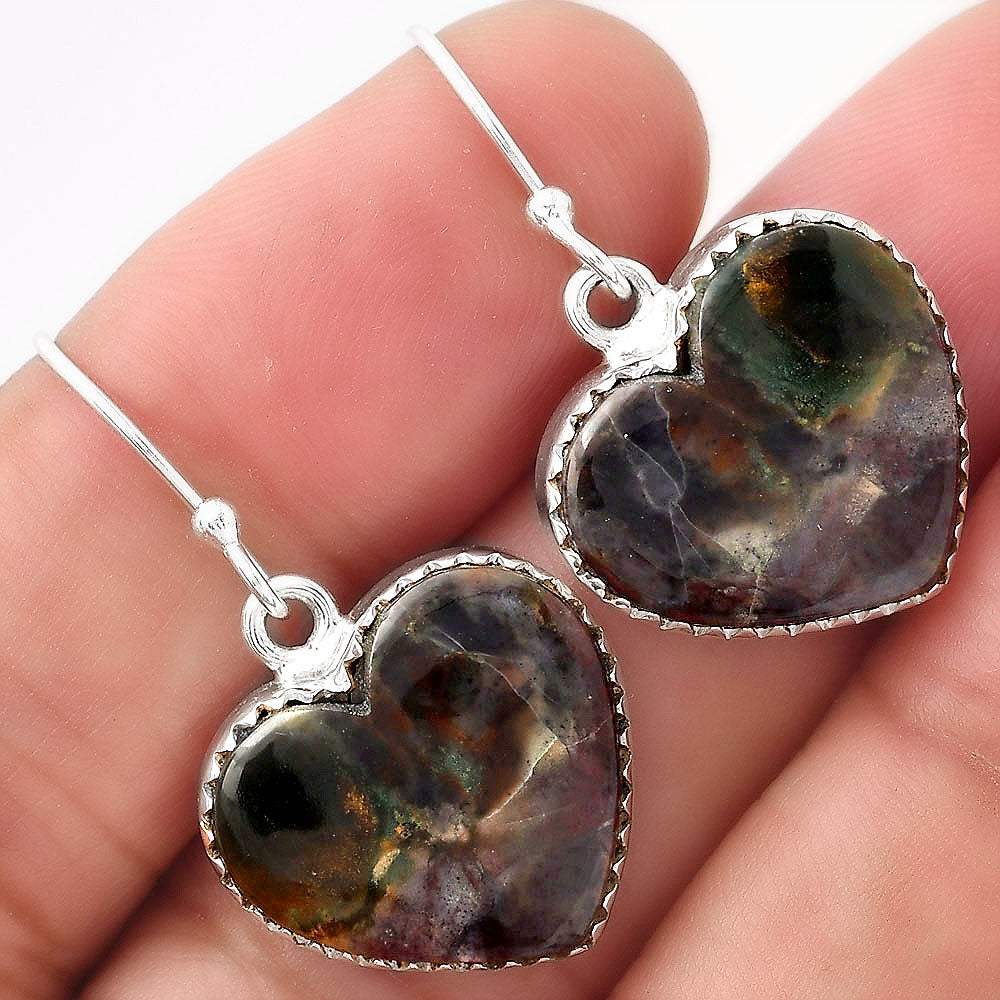 Heart Turkish Rainforest Chrysocolla Earrings E-1113 SDE52807