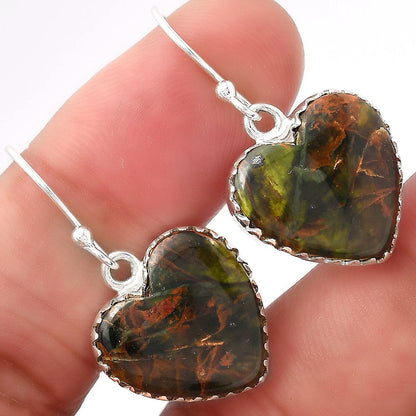 Heart Turkish Rainforest Chrysocolla Earrings E-1113 SDE52820