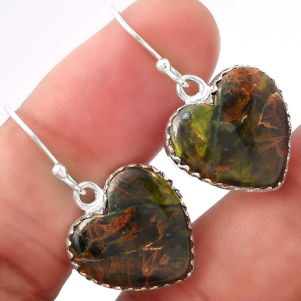 Heart Turkish Rainforest Chrysocolla Earrings E-1113 SDE52820