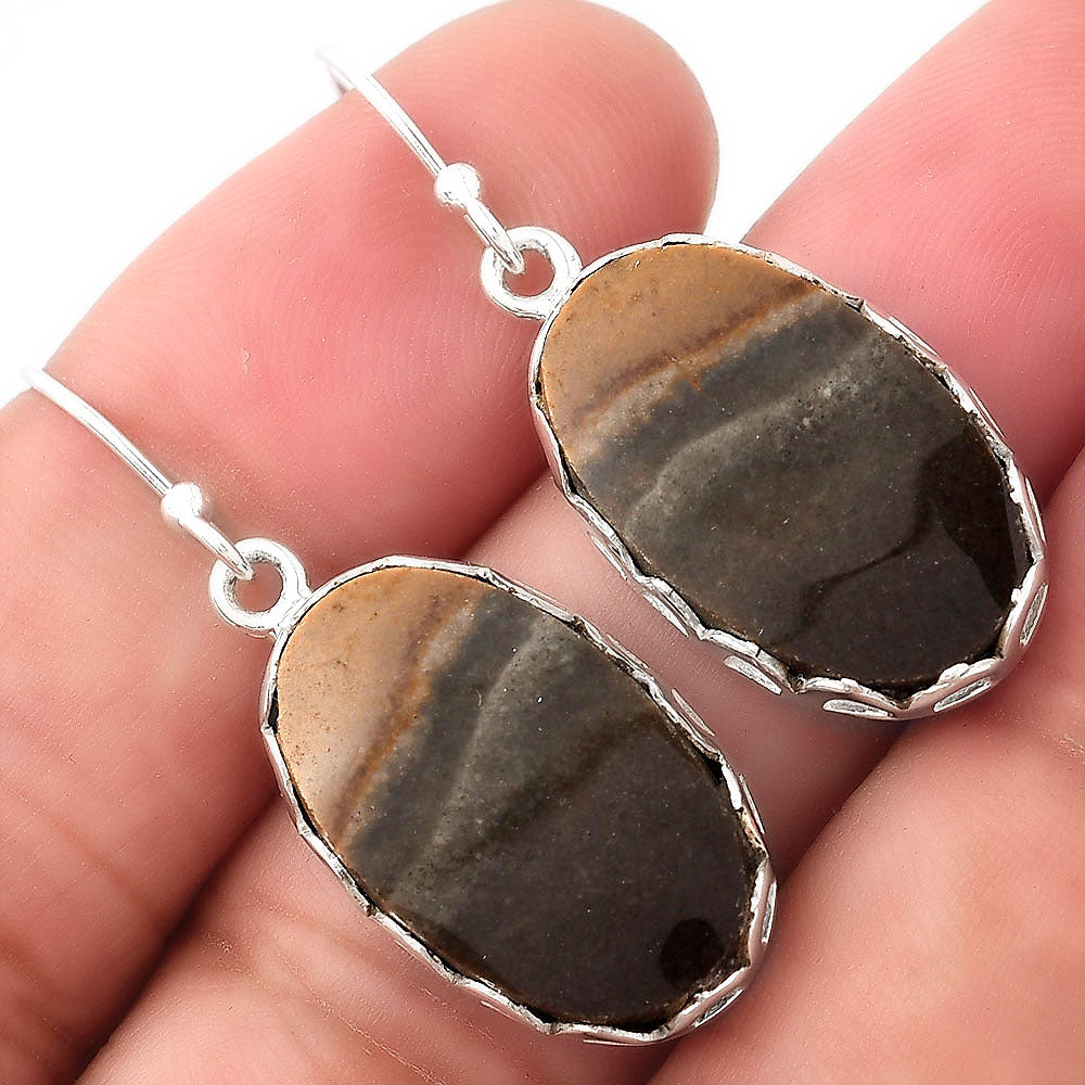 Natural Polygram Jasper Earrings E-1113 SDE52838
