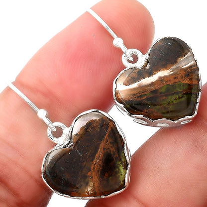 Heart Turkish Rainforest Chrysocolla Earrings E-1113 SDE52860