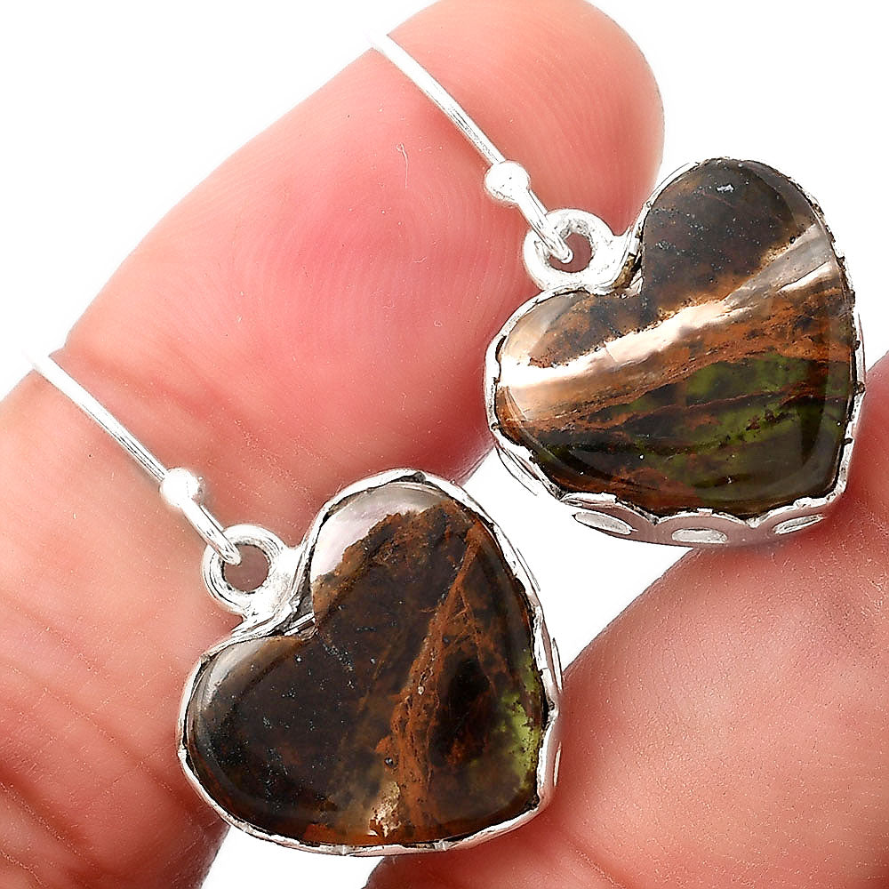 Heart Turkish Rainforest Chrysocolla Earrings E-1113 SDE52860