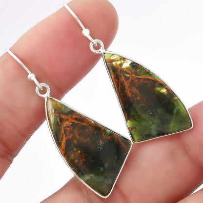 Natural Turkish Rainforest Chrysocolla Earrings E-1001 SDE53483