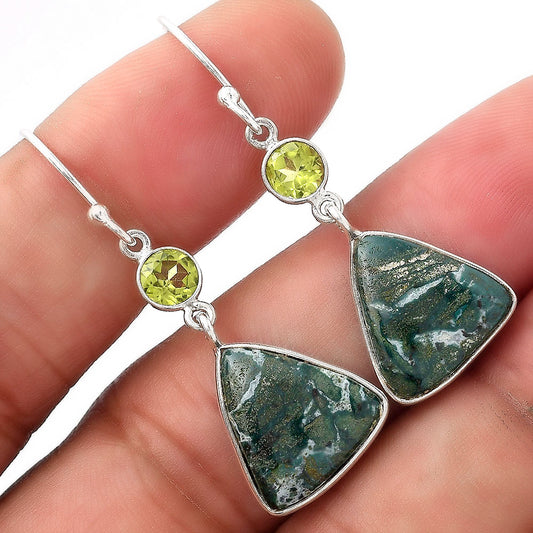 Natural Larsonite Jasper & Peridot Earrings E-1002 SDE53527