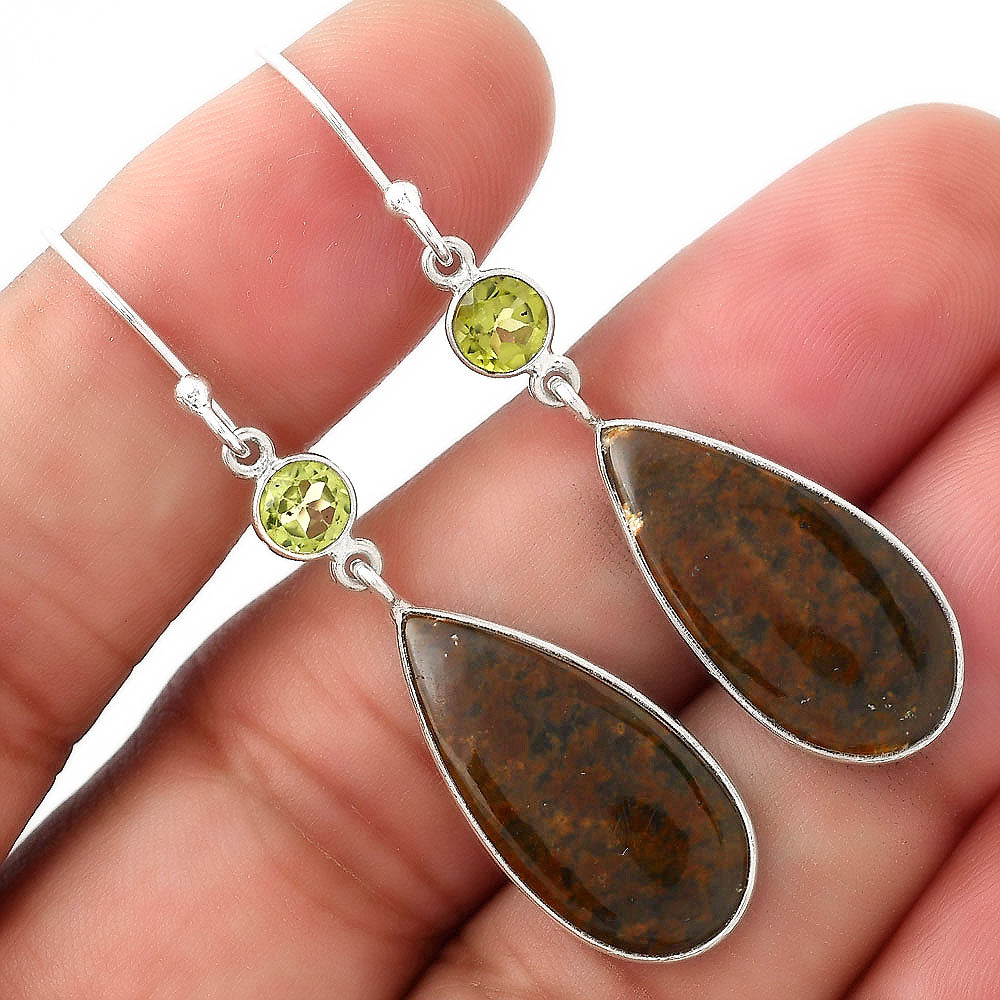 Natural Purple Cow Jasper & Peridot Earrings E-1002 SDE53566