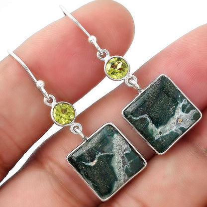 Natural Larsonite Jasper & Peridot Earrings E-1002 SDE53581
