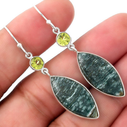 Natural Larsonite Jasper & Peridot Earrings E-1002 SDE53646