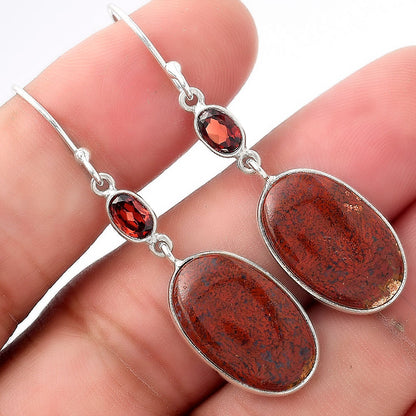 Natural Red Moss Agate & Garnet Earrings E-1002 SDE53655