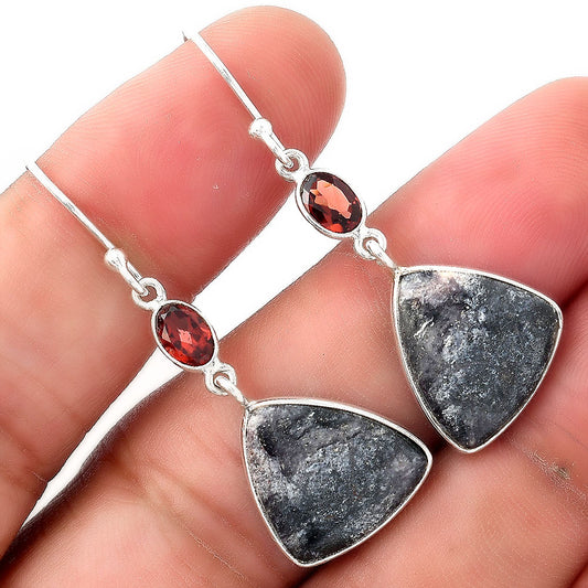 Natural Indian Blanket Jasper & Garnet Earrings E-1002 SDE53693