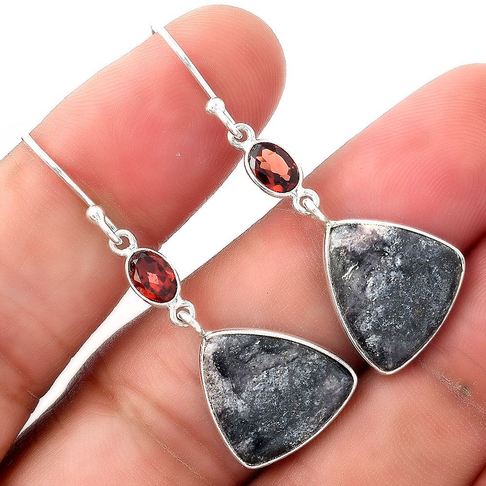 Natural Indian Blanket Jasper & Garnet Earrings E-1002 SDE53693