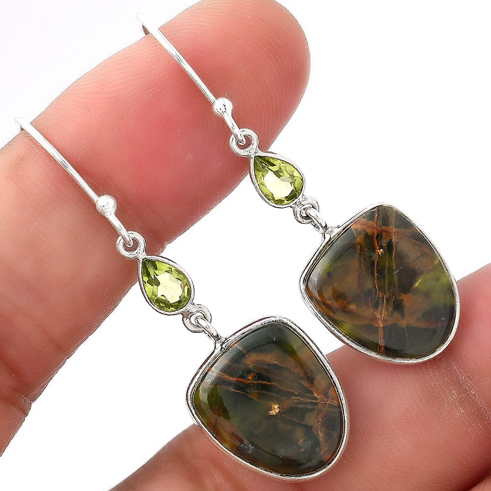 Turkish Rainforest Chrysocolla & Peridot Earrings E-1002 SDE53700