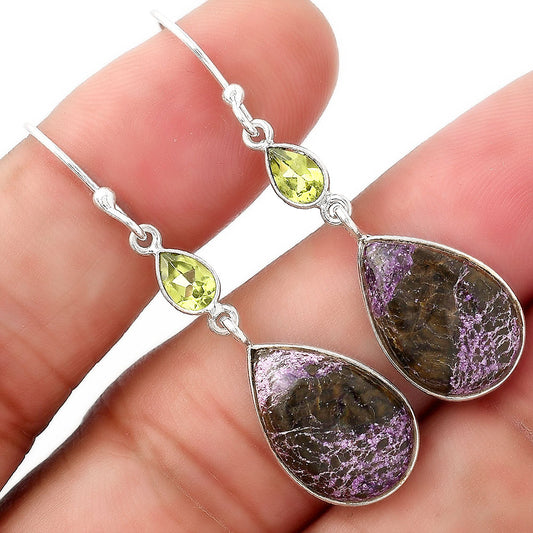 Purpurite - South Africa & Peridot Earrings E-1002 SDE53870