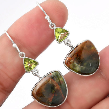 Turkish Rainforest Chrysocolla & Peridot Earrings E-1002 SDE53916