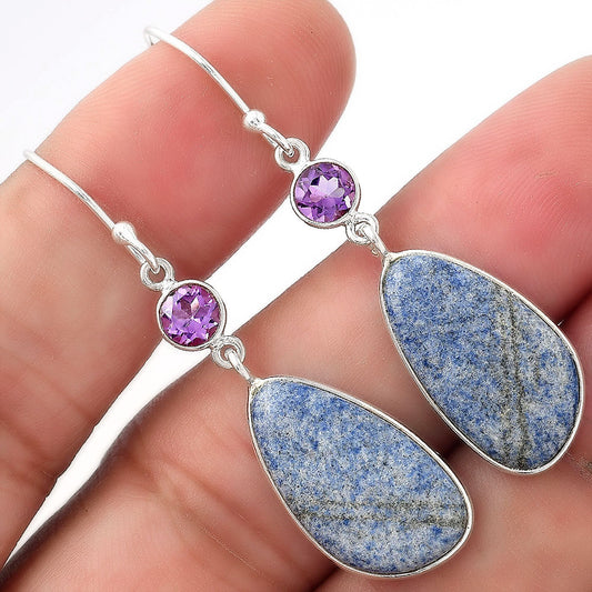 Natural Dumortierite Quartz & Amethyst Earrings E-1002 SDE53934