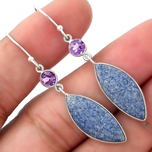 Natural Dumortierite Quartz & Amethyst Earrings E-1002 SDE53946