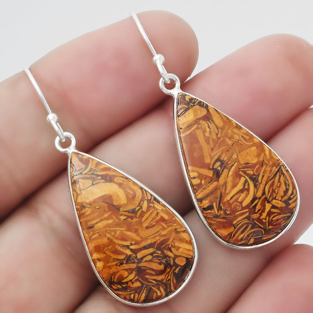 Natural Coquina Fossil Jasper India Earrings E-1001 SDE54710