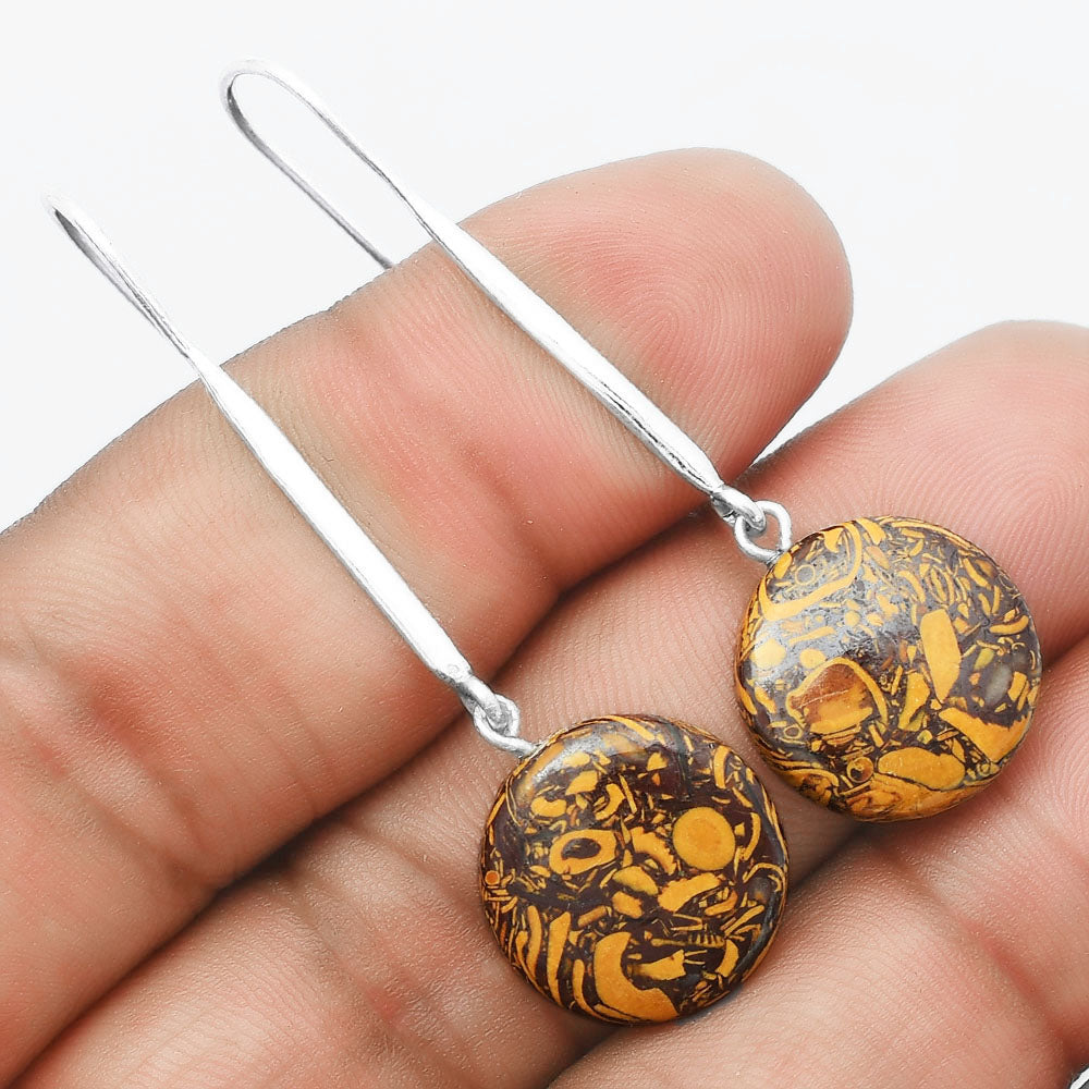 Natural Coquina Fossil Jasper India Earrings E-1095 SDE55532