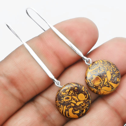 Natural Coquina Fossil Jasper India Earrings E-1095 SDE55532