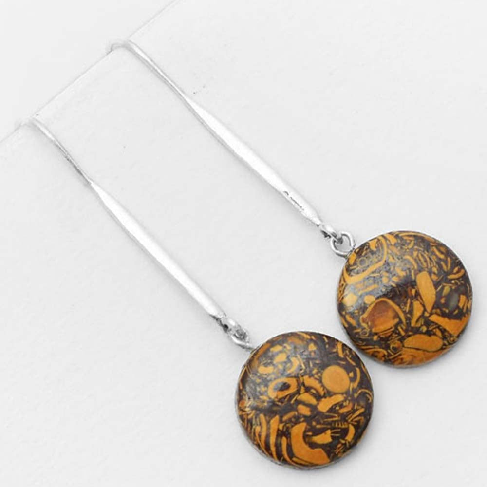 Natural Coquina Fossil Jasper India Earrings E-1095 SDE55532