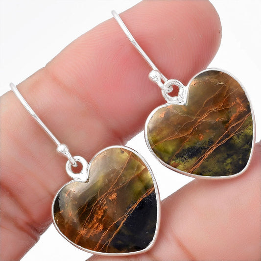 Heart Turkish Rainforest Chrysocolla Earrings E-1022 SDE56686