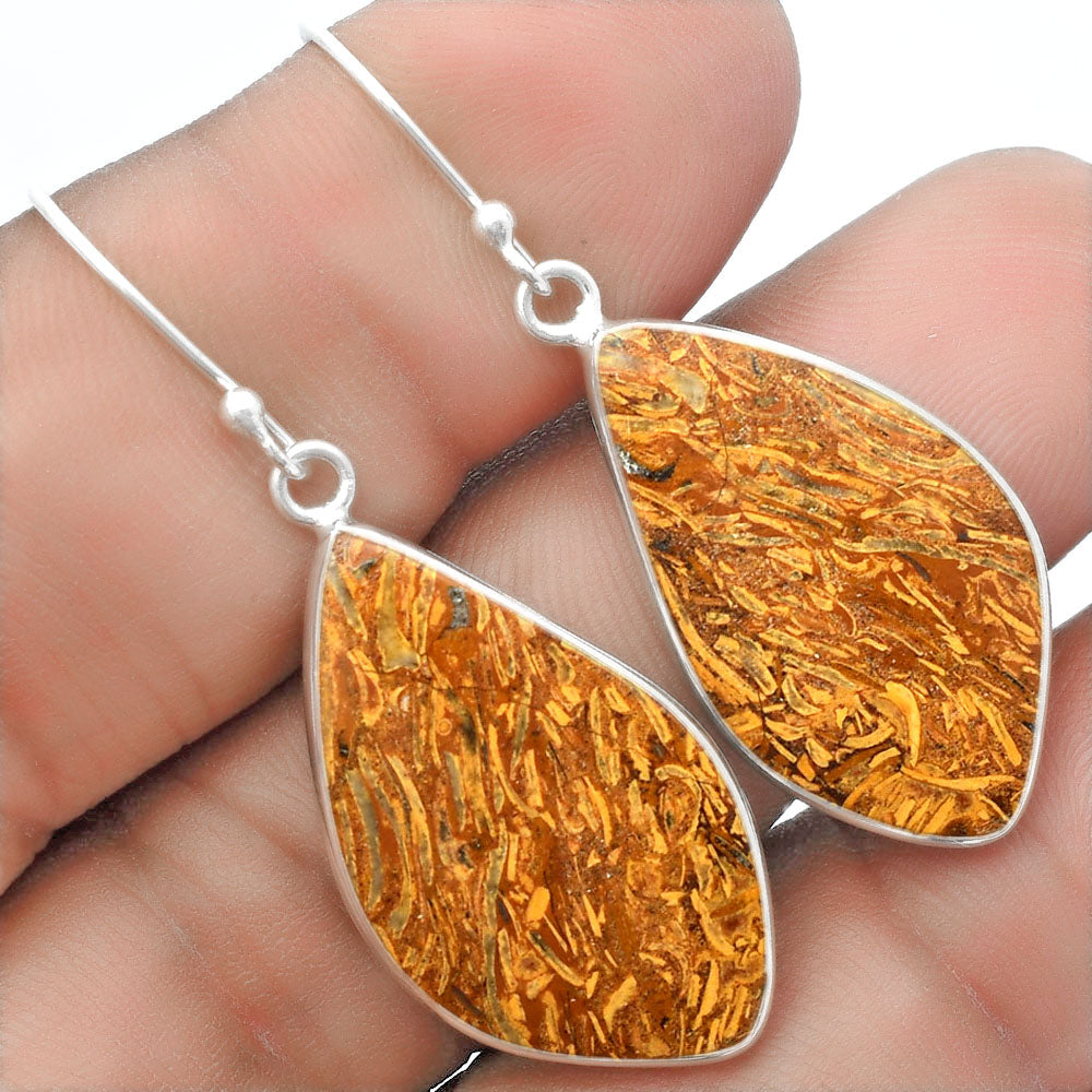 Natural Coquina Fossil Jasper India Earrings E-1001 SDE57406