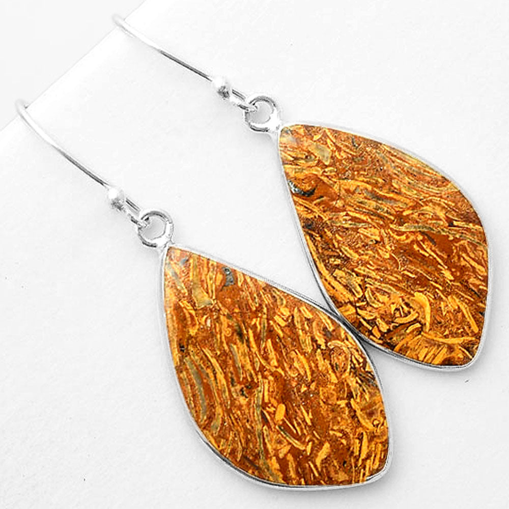 Natural Coquina Fossil Jasper India Earrings E-1001 SDE57406