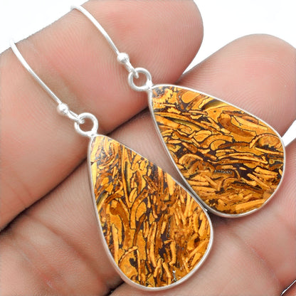Natural Coquina Fossil Jasper India Earrings E-1001 SDE57408