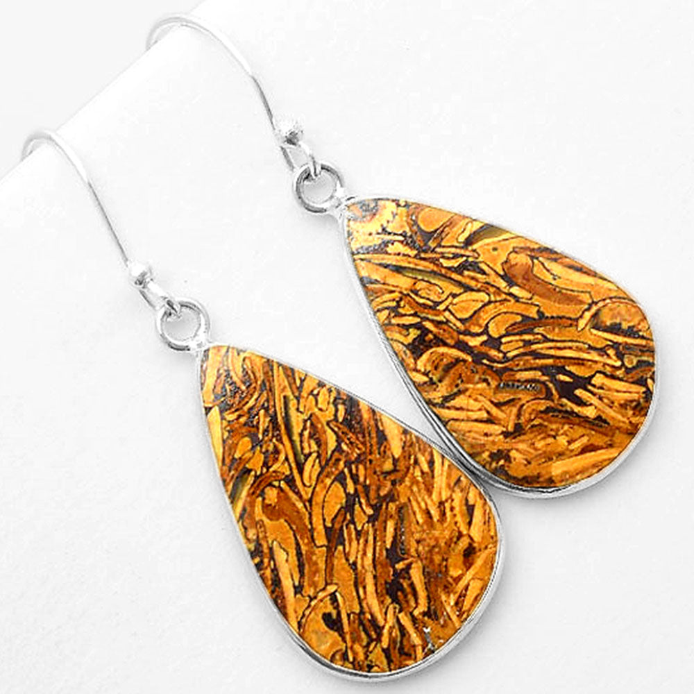 Natural Coquina Fossil Jasper India Earrings E-1001 SDE57408