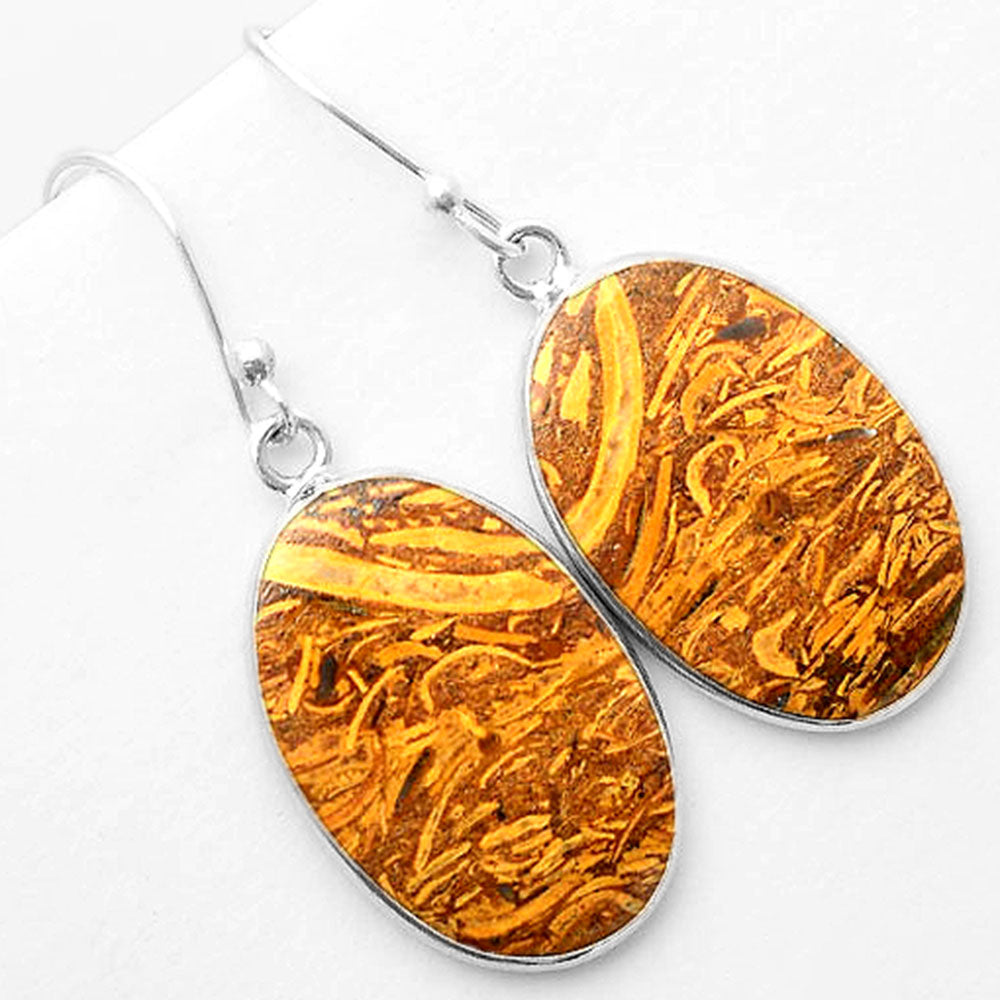 Natural Coquina Fossil Jasper India Earrings E-1001 SDE57410