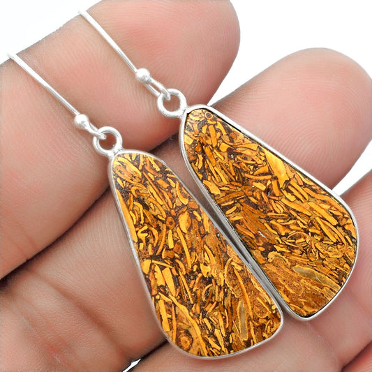 Natural Coquina Fossil Jasper India Earrings E-1001 SDE57412
