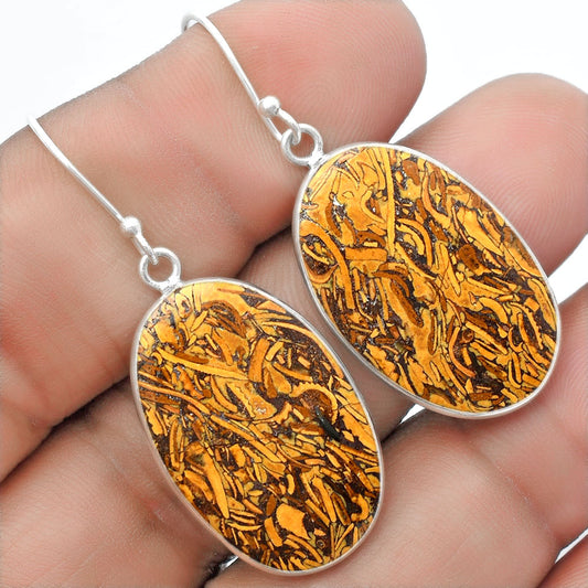 Natural Coquina Fossil Jasper India Earrings E-1001 SDE57413