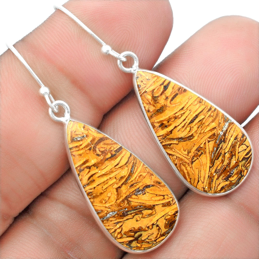 Natural Coquina Fossil Jasper India Earrings E-1001 SDE57415