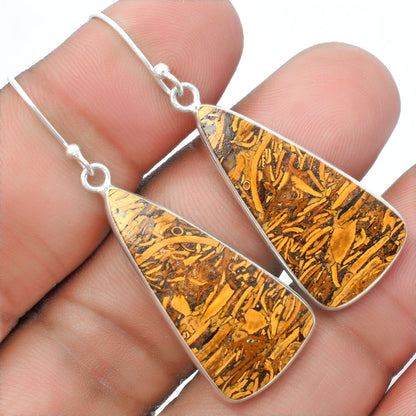 Natural Coquina Fossil Jasper India Earrings E-1001 SDE57420