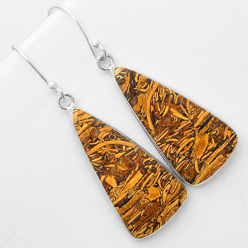 Natural Coquina Fossil Jasper India Earrings E-1001 SDE57420