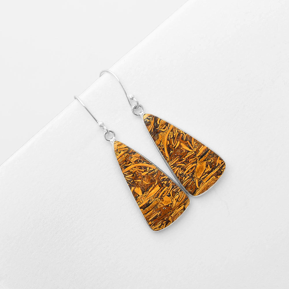 Natural Coquina Fossil Jasper India Earrings E-1001 SDE57420