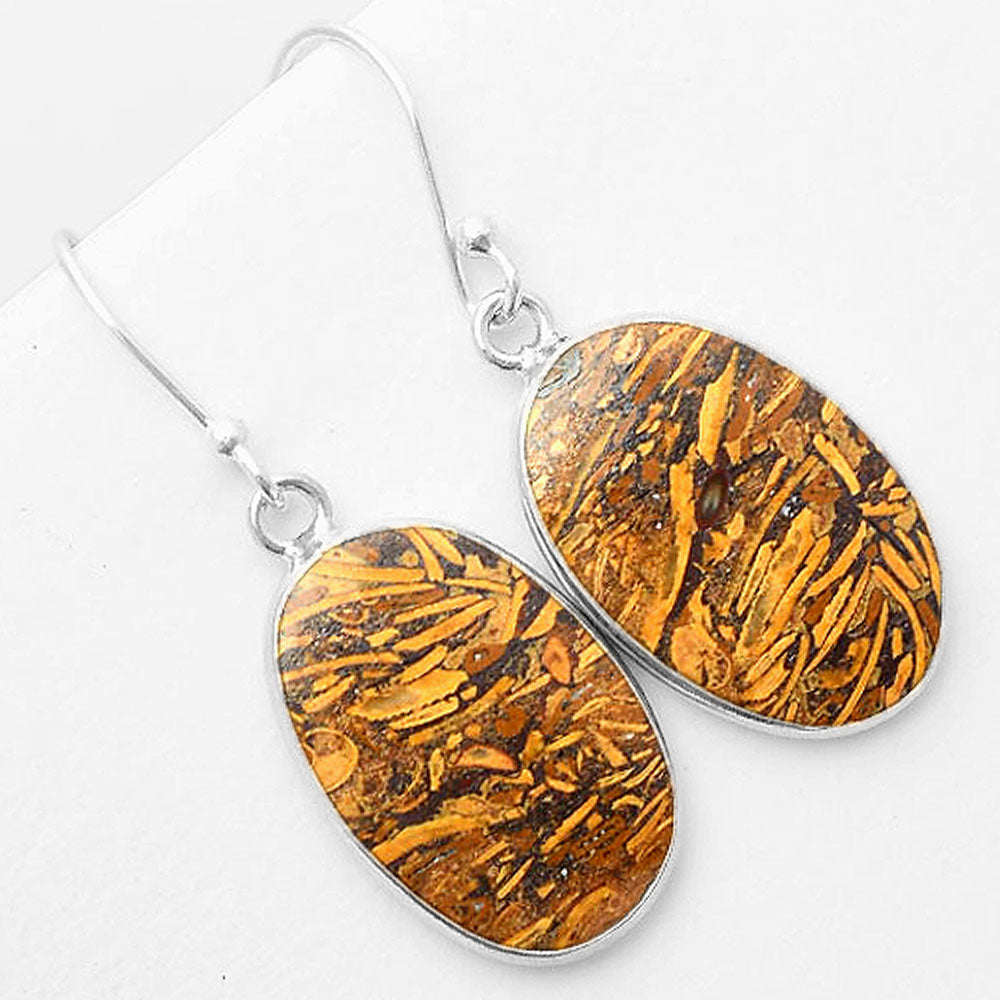 Natural Coquina Fossil Jasper India Earrings E-1001 SDE57427