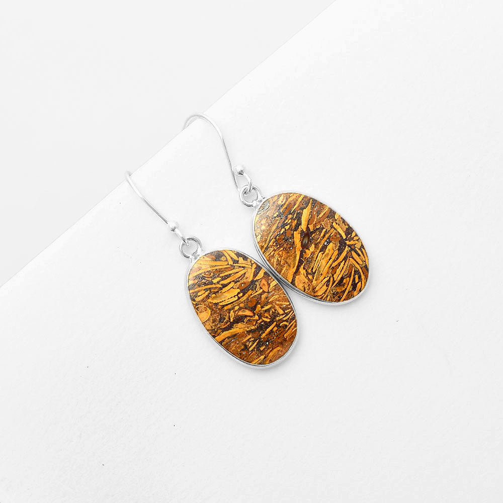 Natural Coquina Fossil Jasper India Earrings E-1001 SDE57427