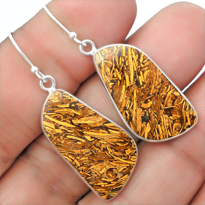 Natural Coquina Fossil Jasper India Earrings E-1001 SDE57432