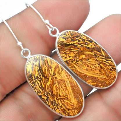 Natural Coquina Fossil Jasper India Earrings E-1001 SDE57436