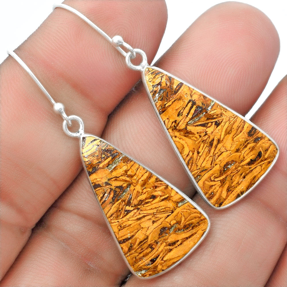 Natural Coquina Fossil Jasper India Earrings E-1001 SDE57438