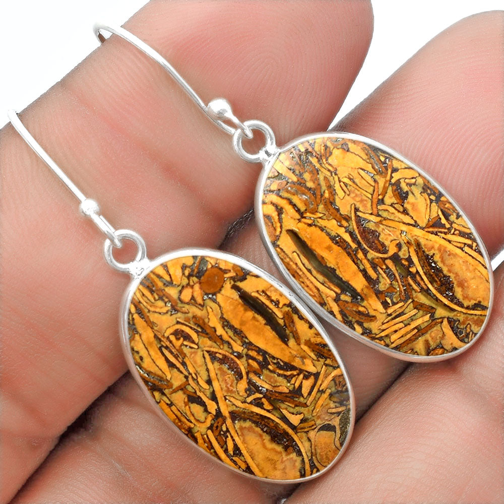 Natural Coquina Fossil Jasper India Earrings E-1001 SDE57441