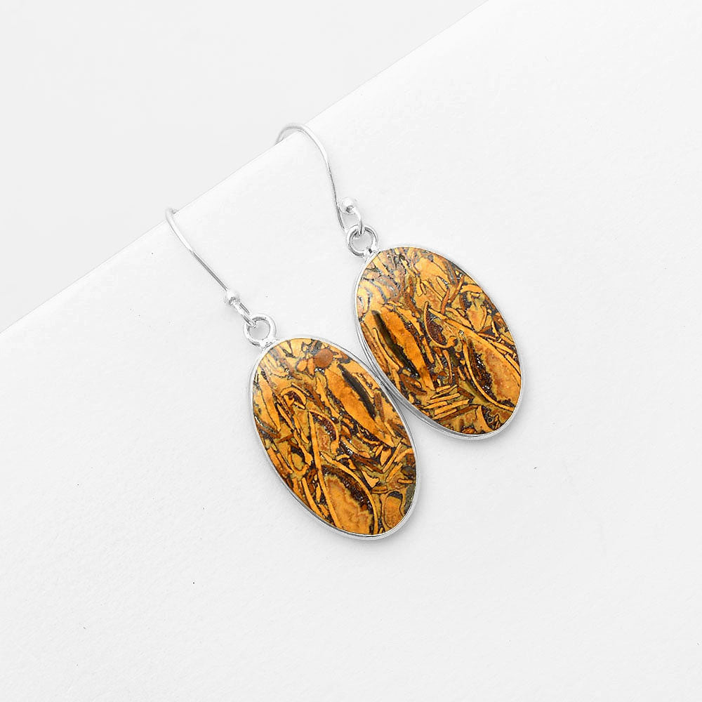 Natural Coquina Fossil Jasper India Earrings E-1001 SDE57441