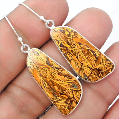 Natural Coquina Fossil Jasper India Earrings E-1001 SDE57442