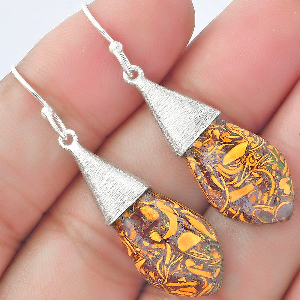 Natural Coquina Fossil Jasper India Earrings E-1083 SDE58862