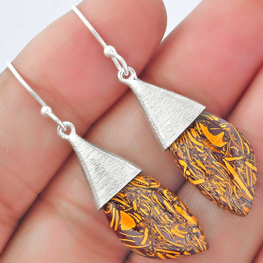 Natural Coquina Fossil Jasper India Earrings E-1083 SDE58886